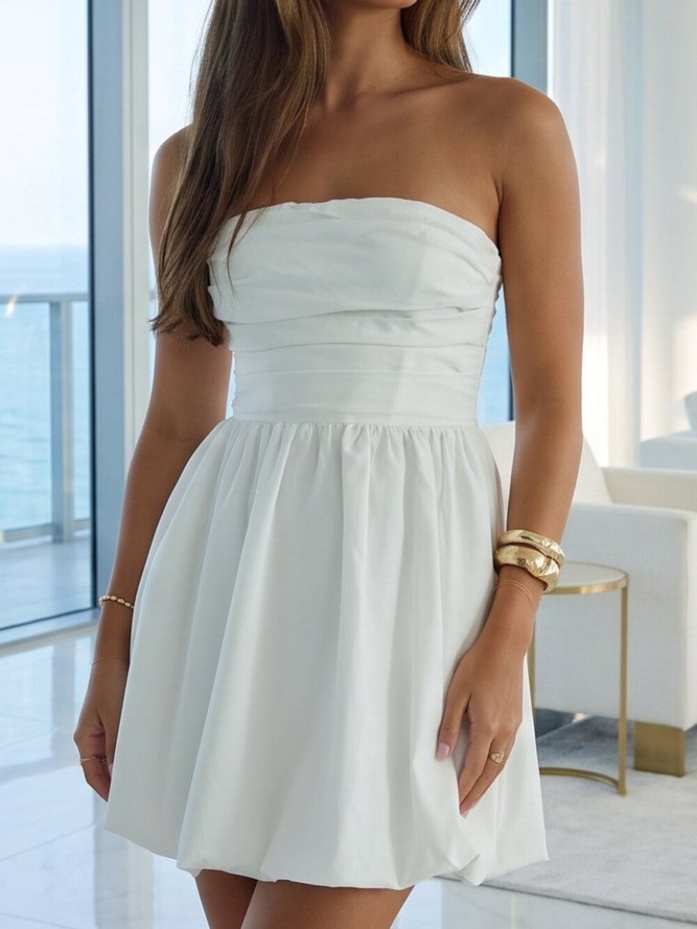 NWT REVOLVE Australia SHOWPO Shaina mini dress strapless white US 8